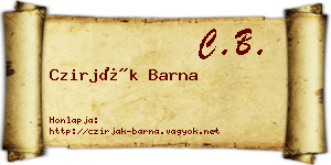 Czirják Barna névjegykártya